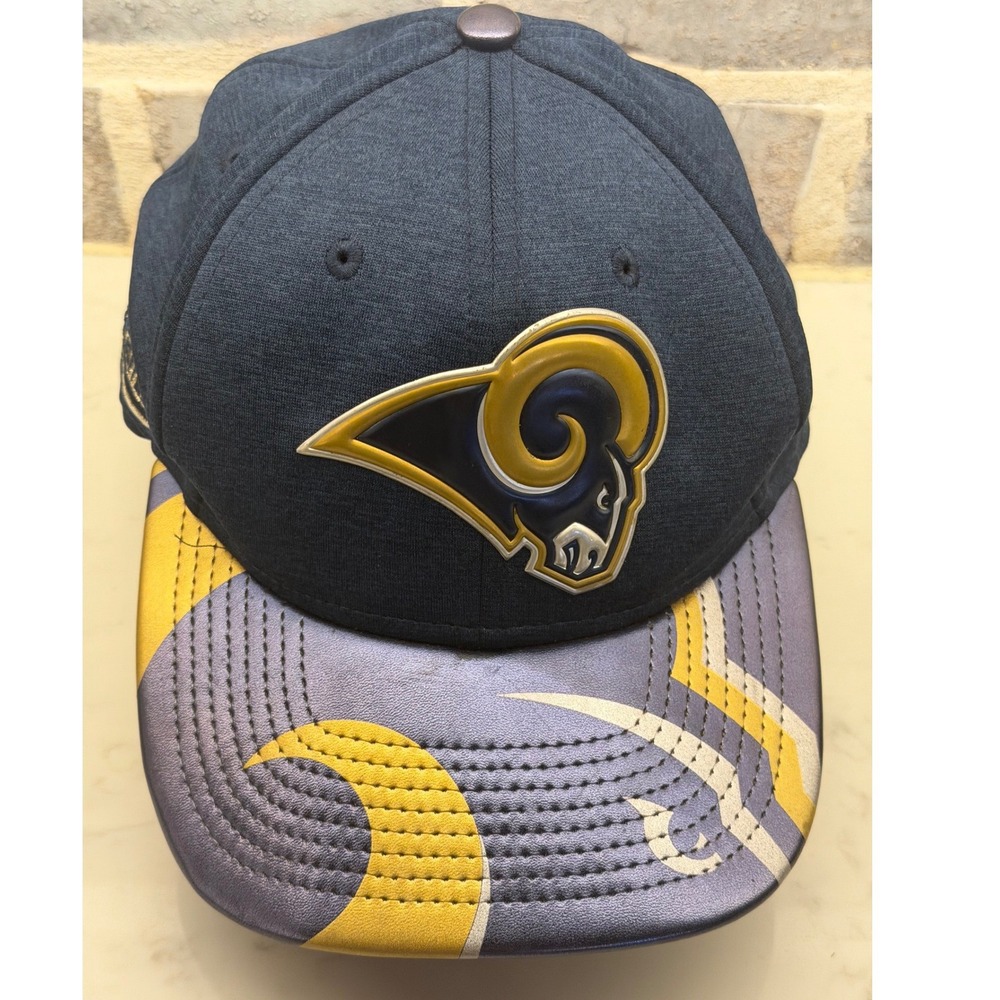 New Era 9FIFTY Los Angeles Rams Snapback Hat Navy Blue Metallic Brim NFL Cap